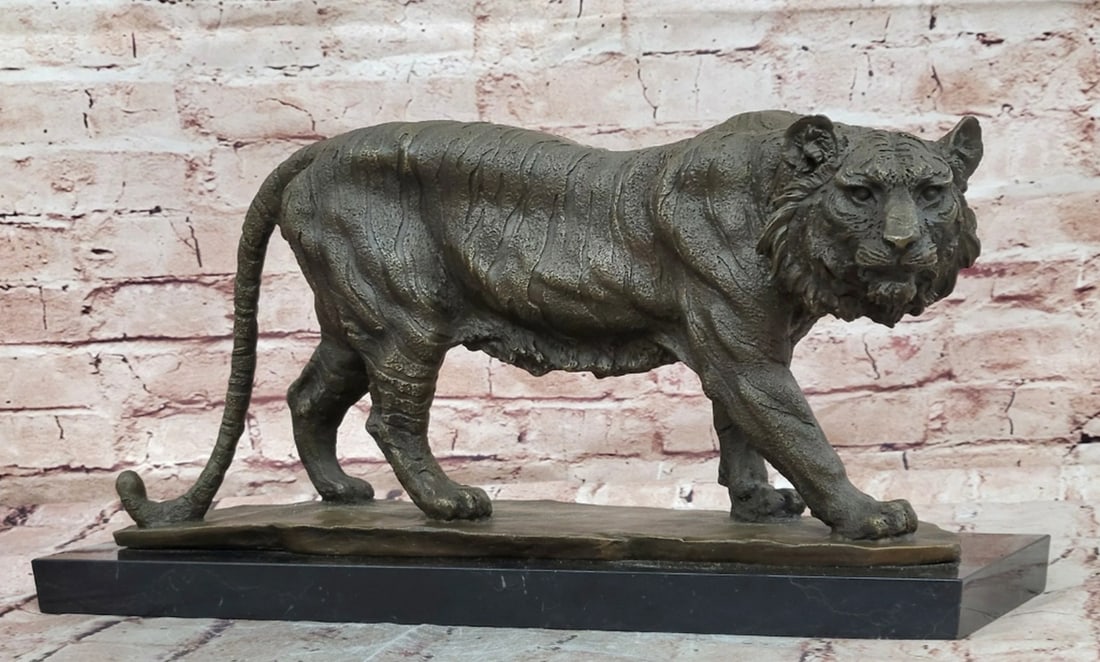Bronze Tiger Walking Sculpture Wildlife Animal Figurine (1 of 5)