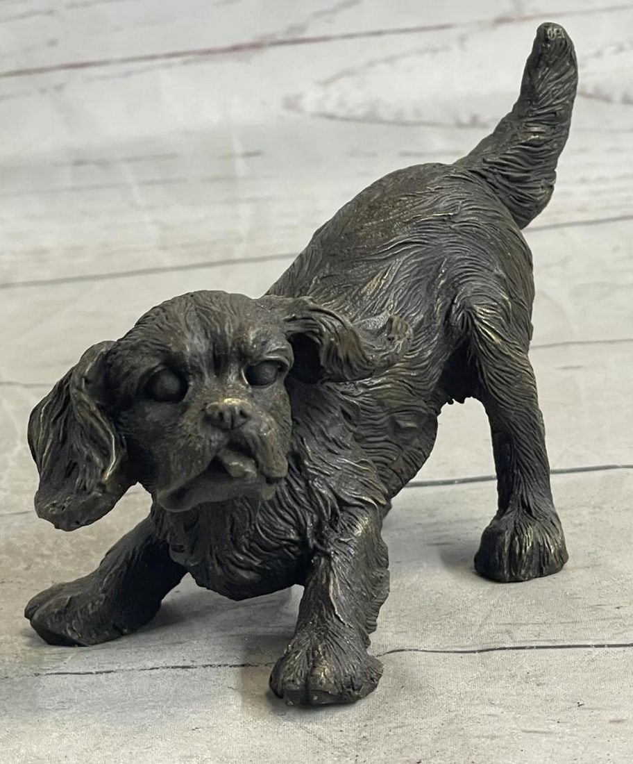 Signed Original Cavalier King Charles Spaniel Bronze Sculpture - 2.5'' x 6'': Signed Original Cavalier King Charles Spaniel Bronze Sculpture - 2.5" x 6" This exquisite bronze sculpture portrays the elegant and lovable Cavalier King Charles Spaniel, capturing the essence o