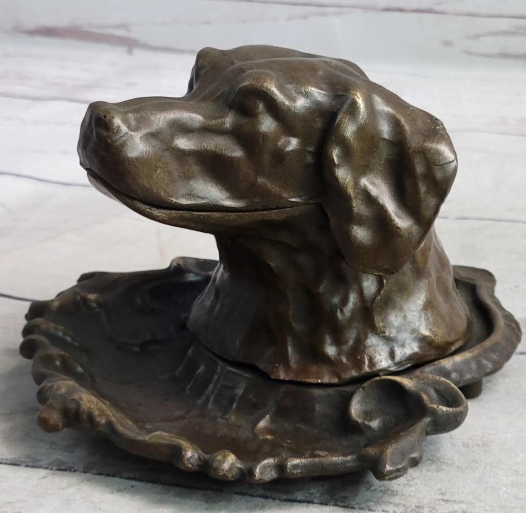 Original Signed Labrador Puppy Incense Burner Bronze Sculpture - 4'' x 5'': Original Signed Labrador Puppy Incense Burner Bronze Sculpture - 4" x 5" This is an adorable statue of a Labrador puppy. He is sitting and looks up at you with big loving and adoring eyes, his e