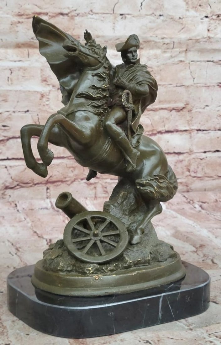 Napoleon Crossing the Alps Bronze Sculpture by Claude - 12'' x 8'': Napoleon Crossing the Alps Bronze Sculpture by Claude - 12" x 8" This commanding bronze sculpture by French artist Claude pays homage to Napoleon Bonaparte at the height of his power and ambitio