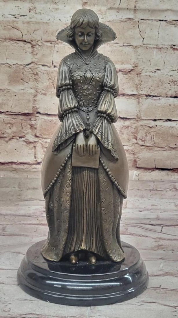 Maiden Deco Elegance - Inspired by D.H Chiparus Bronze Sculpture on Marble Base - 12'' x 6'': Maiden Deco Elegance - Inspired by D.H Chiparus Bronze Sculpture on Marble Base - 12" x 6" Immerse yourself in the graceful world of Art Deco with " Deco Elegance," an exquisite reproducti