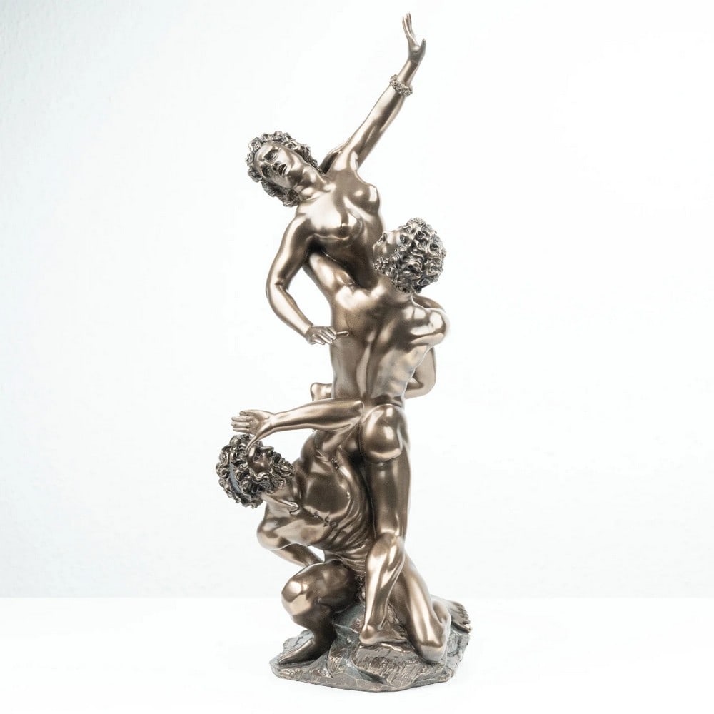 Rape of the Sabines Cold Cast Bronze Sculpture - 4.4lbs: Rape of the Sabines Cold Cast Bronze Sculpture - 4.4lbs The Rape of the Sabines Statue, crafted in cold cast bronze, masterfully captures Giambologna's renowned work of dynamic movement and raw