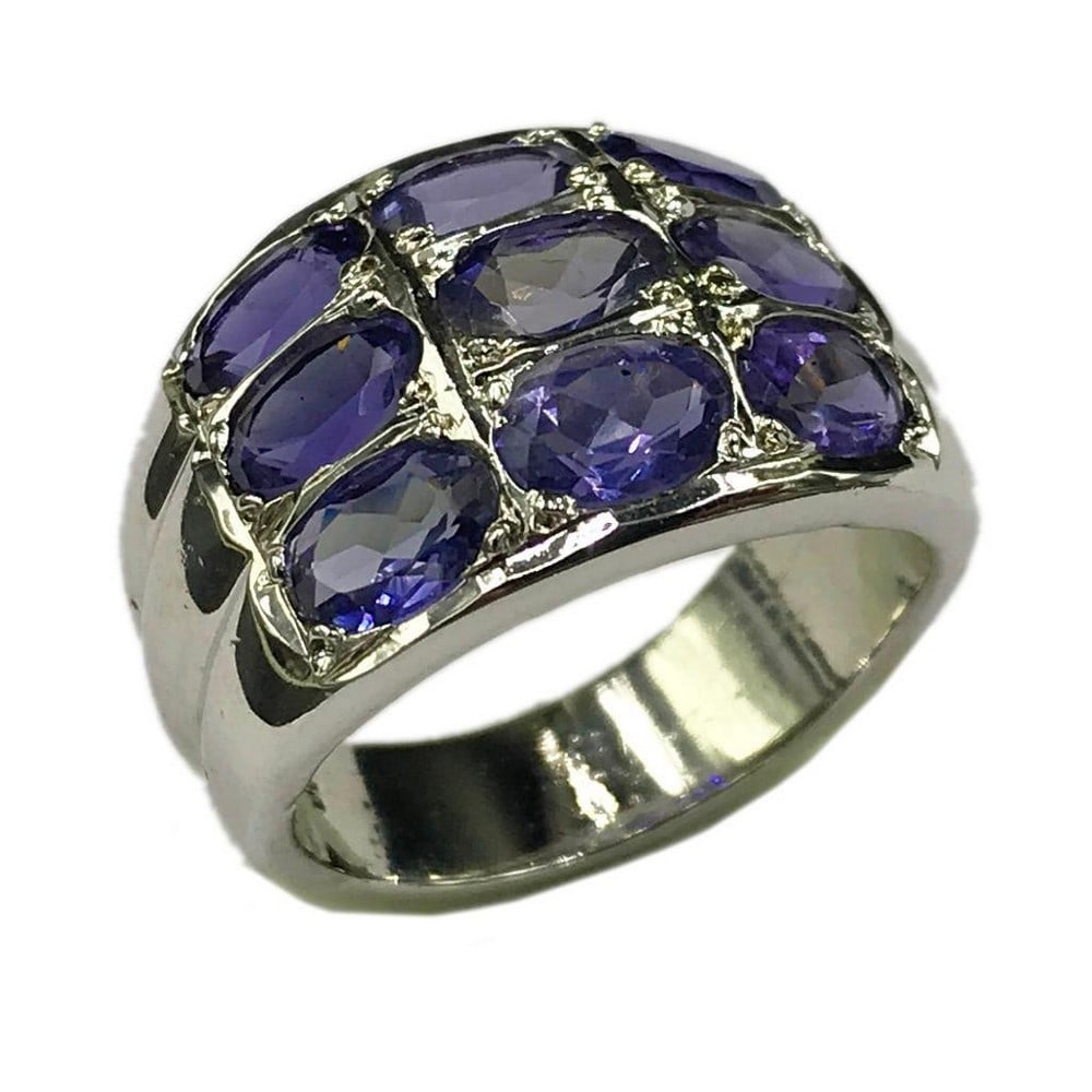 Sterling Silver Iolite 9 Stone Ring: Sterling Silver Iolite 9 Stone Ring Iolite is the stone of intuition. Inner Diameter: 17.75mm View Photos For Further Details