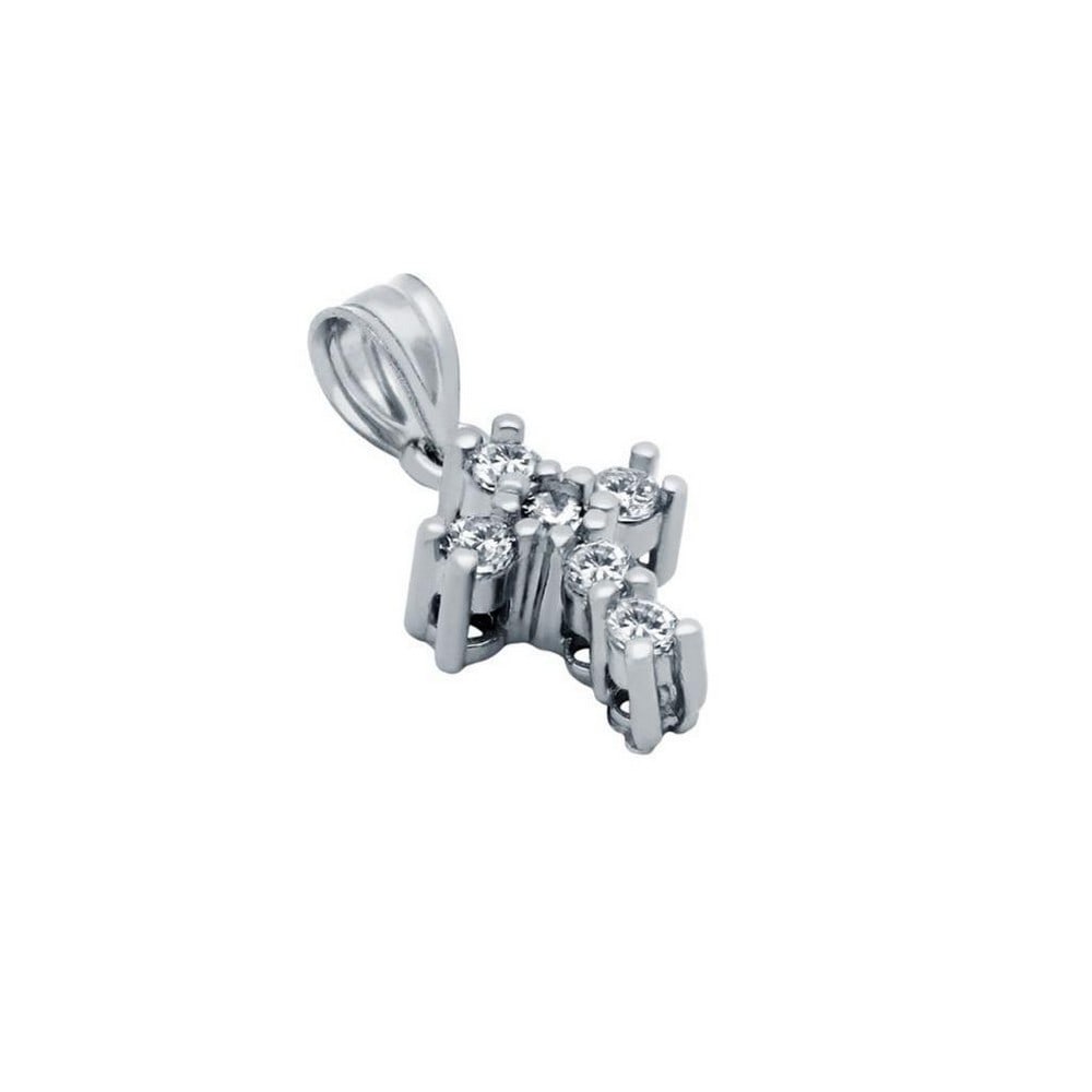 925 Sterling Silver Rhodium-Plated Small CZ Cross Pendant: 925 Sterling Silver Rhodium-Plated Small CZ Cross Pendant Crafted from nickel-free .925 Sterling Silver, this small CZ cross pendant features a rhodium-plated finish. View photos for further details.