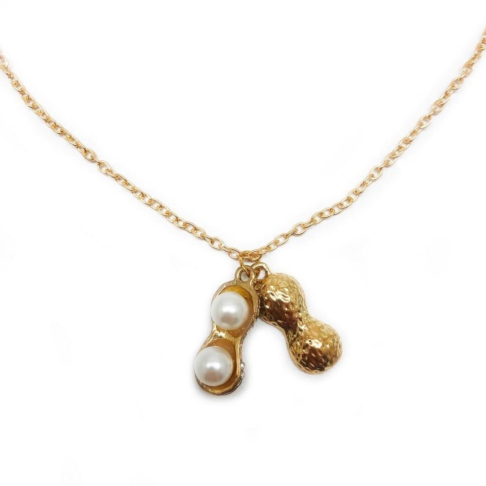 Ladies Peanut Double Pearl 18kt Gold Plated Necklace (1 of 4)