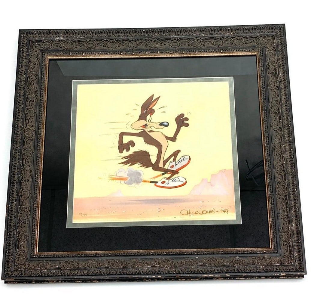 Chuck Jones Wile E Coyote ''Fast'' 1949 Limited Edition: Chuck Jones Wile E Coyote " Fast" 1949 Limited Edition. Edition 52/149. SIZE: 27.5" x 27.5" View Photos for Further Details.