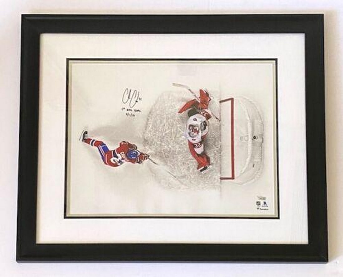 Authentic Cole Caufield ''1st NHL Goal'' Autograph 25'' x 30'' Picture W/ COA: Authentic Cole Caufield " 1st NHL Goal" Autograph 25" x 30" Picture W/ COA
