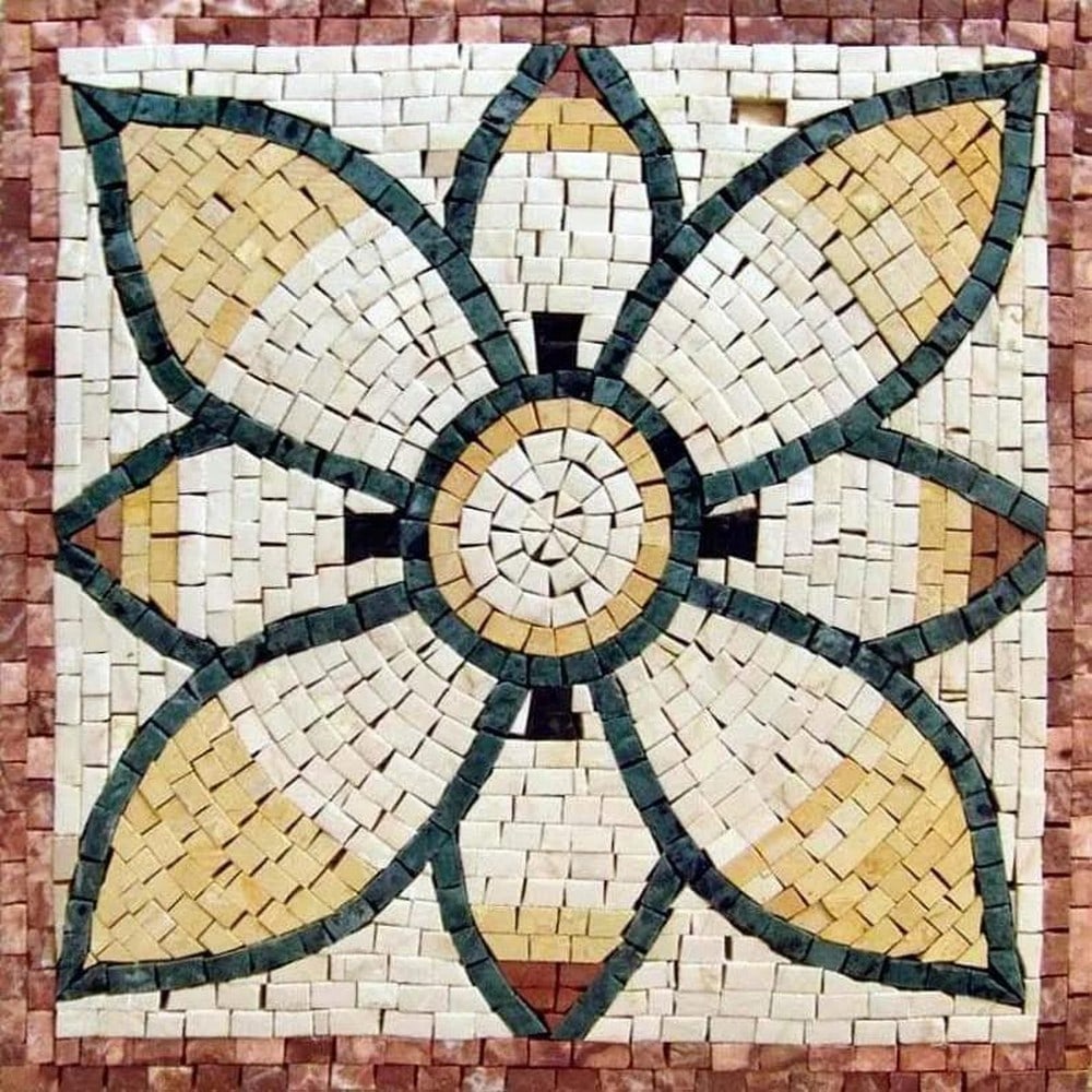 Accent Mosaic Marble: Accent Mosaic Marble A handcrafted marble mosaic designed as a decorative accent piece. Made from individually arranged marble tiles, it features a refined pattern with subtle color variation and