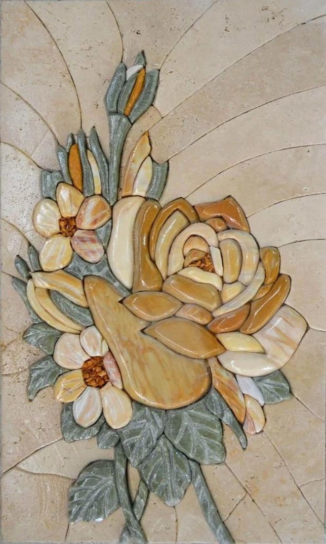 Abstract Grapes Mosaic Artwork: Abstract Grapes Mosaic Artwork A handcrafted square mosaic made from natural marble stones. This design features an elegant depiction of grapes in contrasting shades, evoking abundance, celebration,