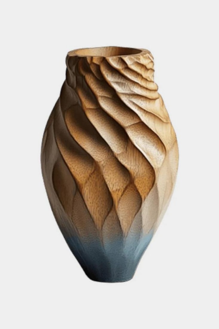 Blue Bloom' - Contemporary Wooden Vase (1 of 3)