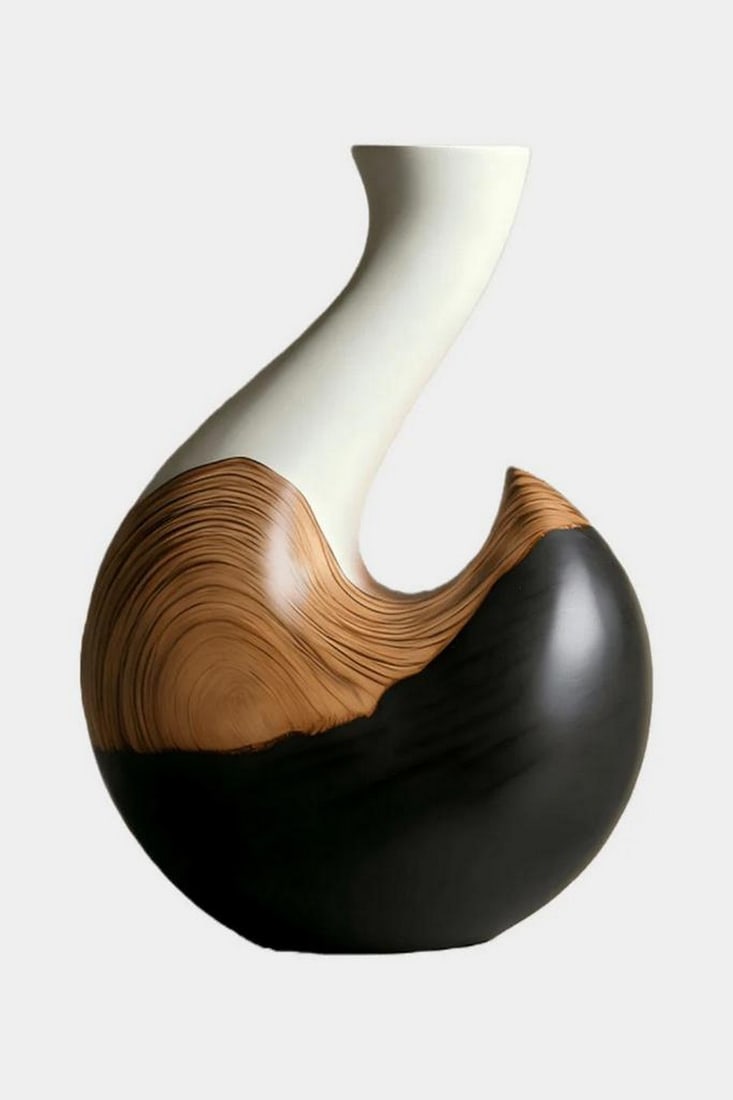 Curved Grain Form' - Contemporary Wooden Vase (1 of 3)