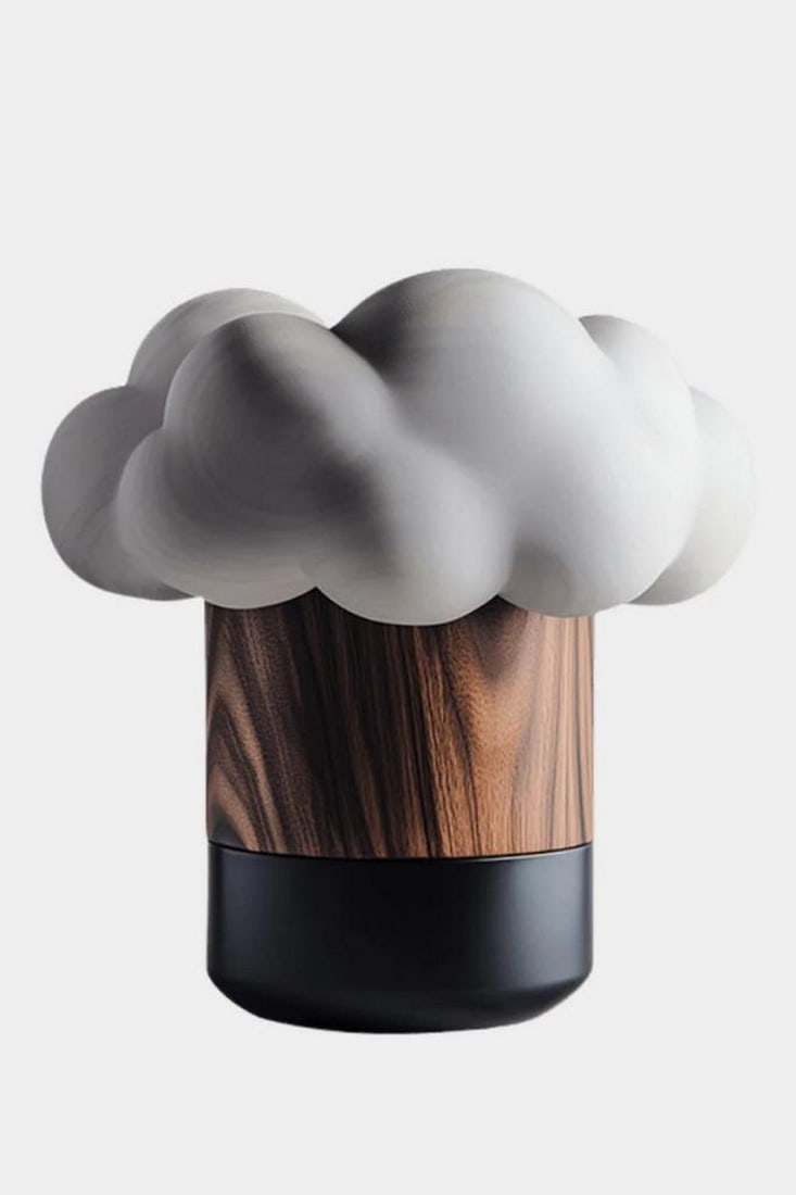 Cloudform' - Contemporary Wooden Vase Sculpture: 'Cloudform' - Contemporary Wooden Vase Sculpture A whimsical fusion of softness and structure, this sculptural piece evokes the serenity of drifting clouds anchored by earthy textures. The matte white