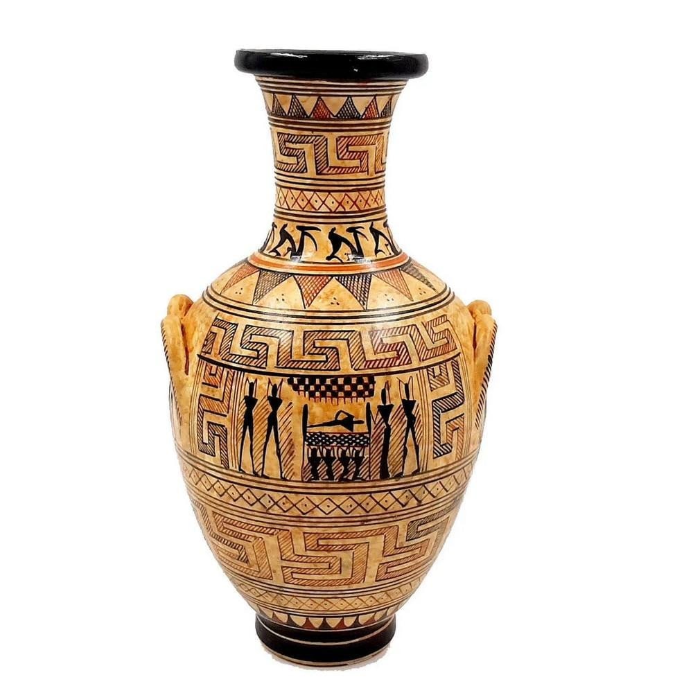 Dipylon Cemetery Geometric Style Amphora Replica, Ancient Greek Pottery: Dipylon Cemetery Geometric Style Amphora Replica, Ancient Greek Pottery Enhance your decor with an amphora replica, a tall storage and transport jar traditionally used for oil, wine, or grain, execute