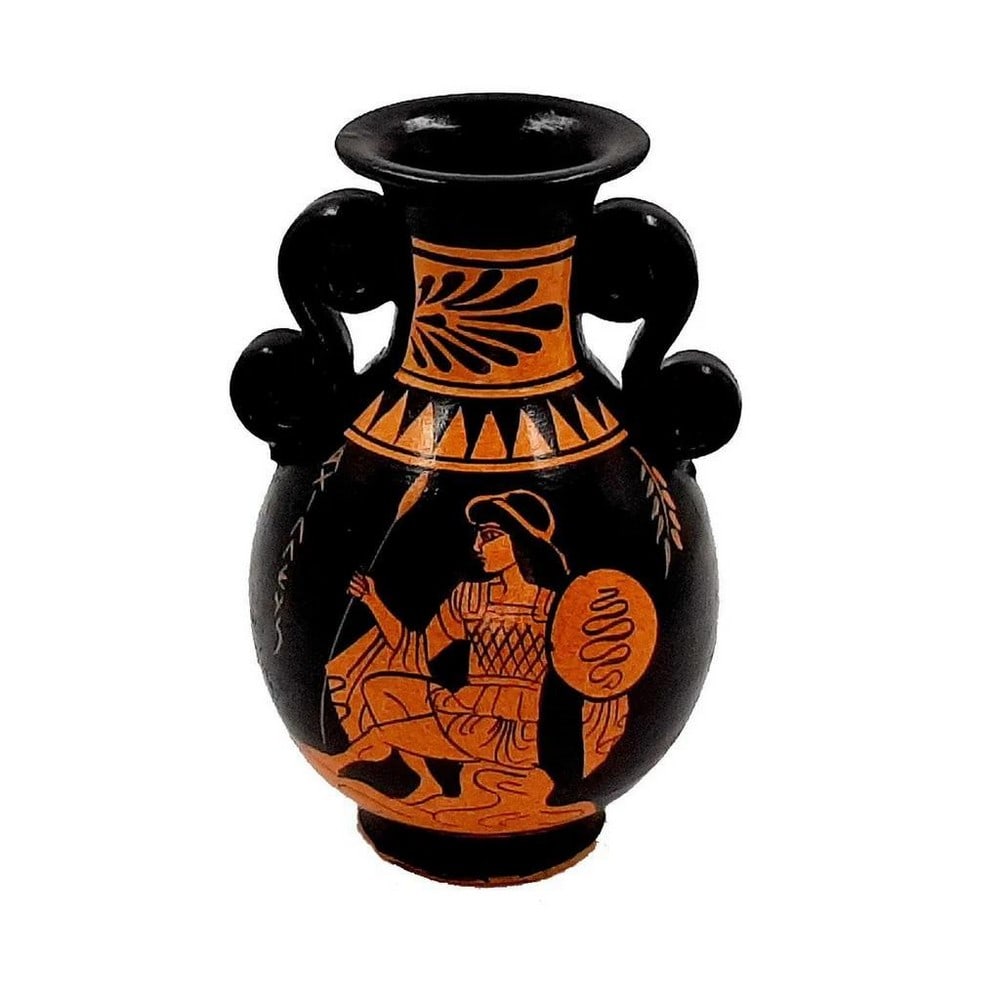 Ancient Greek Red-Figure Amphora Replica 13cm - Achilles (1 of 4)