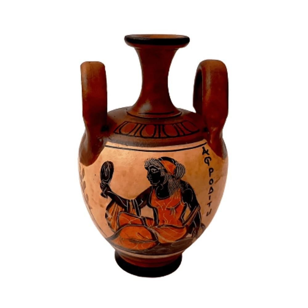 Goddess Aphrodite Two-Handled Amphora Vase Replica, Classical Greek Style: Goddess Aphrodite Two-Handled Amphora Vase Replica, Classical Greek Style Enhance your decor with a ceramic amphora vase replica, a two-handled storage and transport jar reflecting the aesthetics and