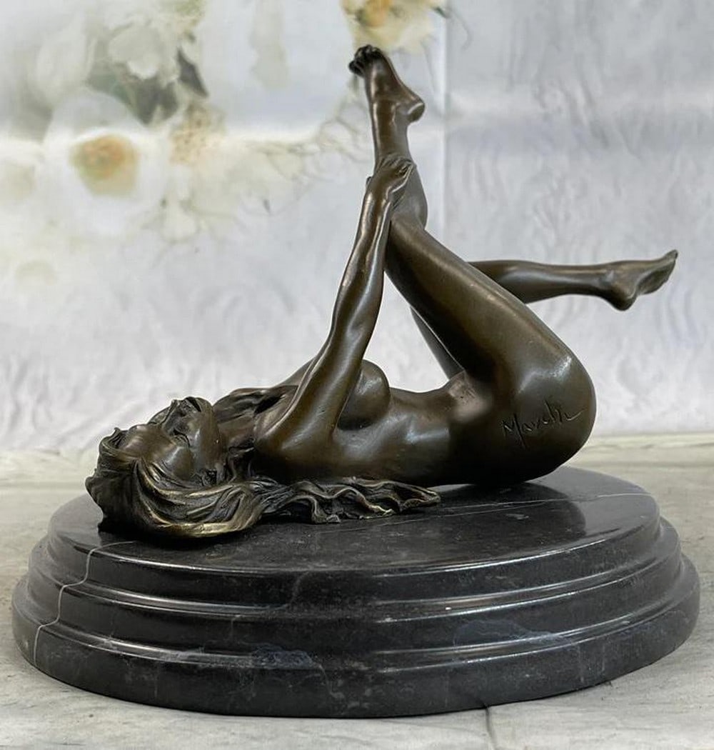 Sculpted Seduction: The Beauty of Womanhood and Desire by Mavchi on Marble Base - 7" x 9": Sculpted Seduction: The Beauty of Womanhood and Desire by Mavchi on Marble Base - 7" x 9" Introducing a captivating bronze sculpture that captures the essence of feminine allure and desire. Th