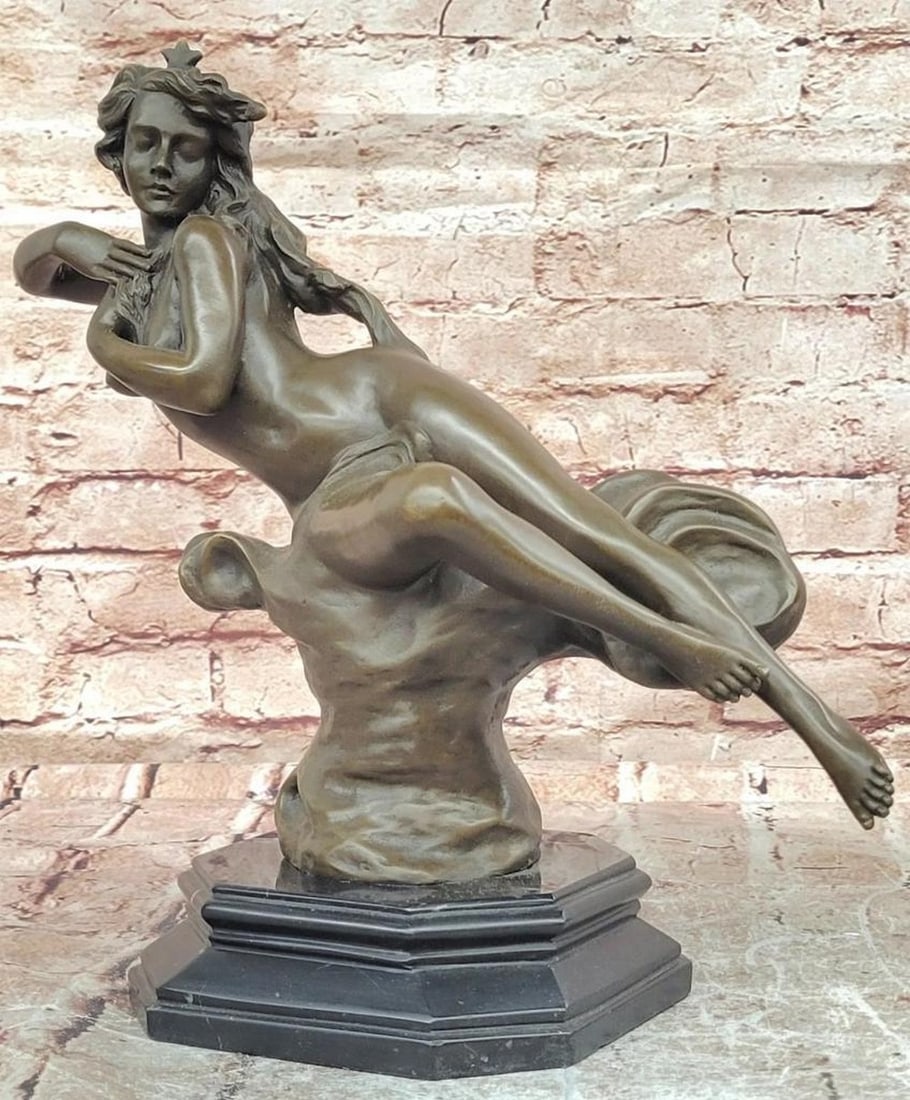 Nude Female Form Bronze Sculpture by Miguel Lopez - 12" x 14.5": Nude Female Form Bronze Sculpture by Miguel Lopez - 12" x 14.5" Introducing an Elegant Bronze Sculpture: This depiction of a nude female figure is meticulously handcrafted with careful attenti
