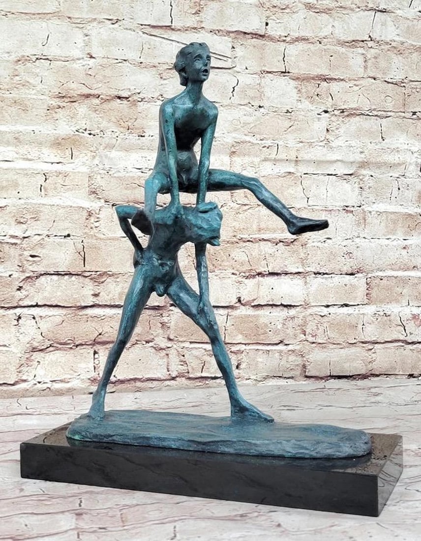Joyful Leap - Inspired Bronze Statue of Children Playing Leapfrog by Otto - 15.5" x 11.5": Joyful Leap - Inspired Bronze Statue of Children Playing Leapfrog by Otto - 15.5" x 11.5" Immerse yourself in the carefree world of childhood with "Joyful Leap," an enchanting bronze s