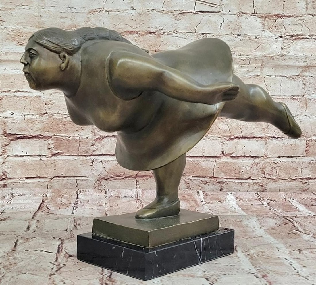Poised in Motion Bronze Ballerina Inspired by Botero - 11" x 16": Poised in Motion Bronze Ballerina Inspired by Botero - 11" x 16" Whimsical, graceful, and boldly expressive, Poised in Motion is a bronze sculpture inspired by Fernando Botero's iconic style, 
