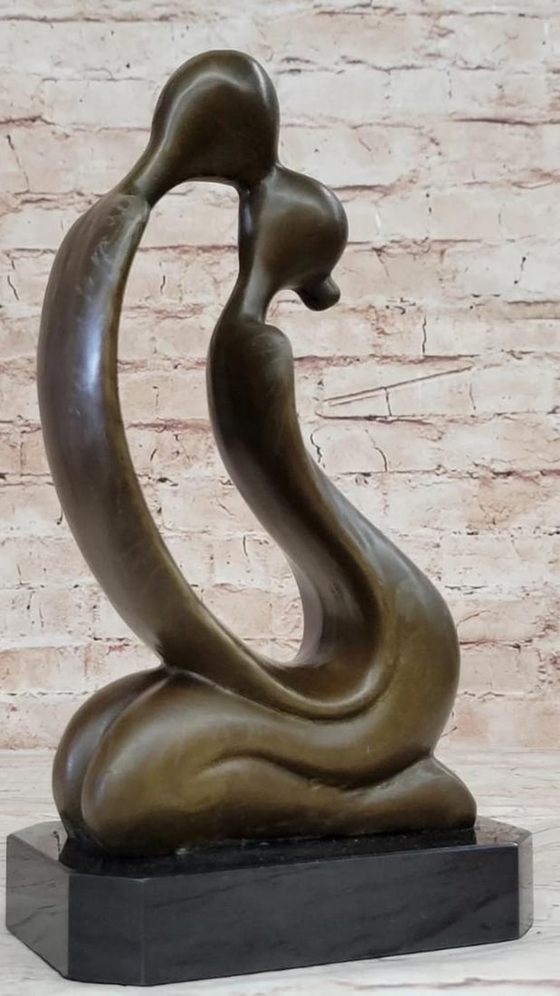 Two Lover Couple - Colinet's Abstract Modern Original Bronze Sculpture on Marble Base - 10.5" x 6": Two Lover Couple - Colinet's Abstract Modern Original Bronze Sculpture on Marble Base - 10.5" x 6" Elevate your art collection with the captivating allure of Colinet's Two Lover Couple Abstrac