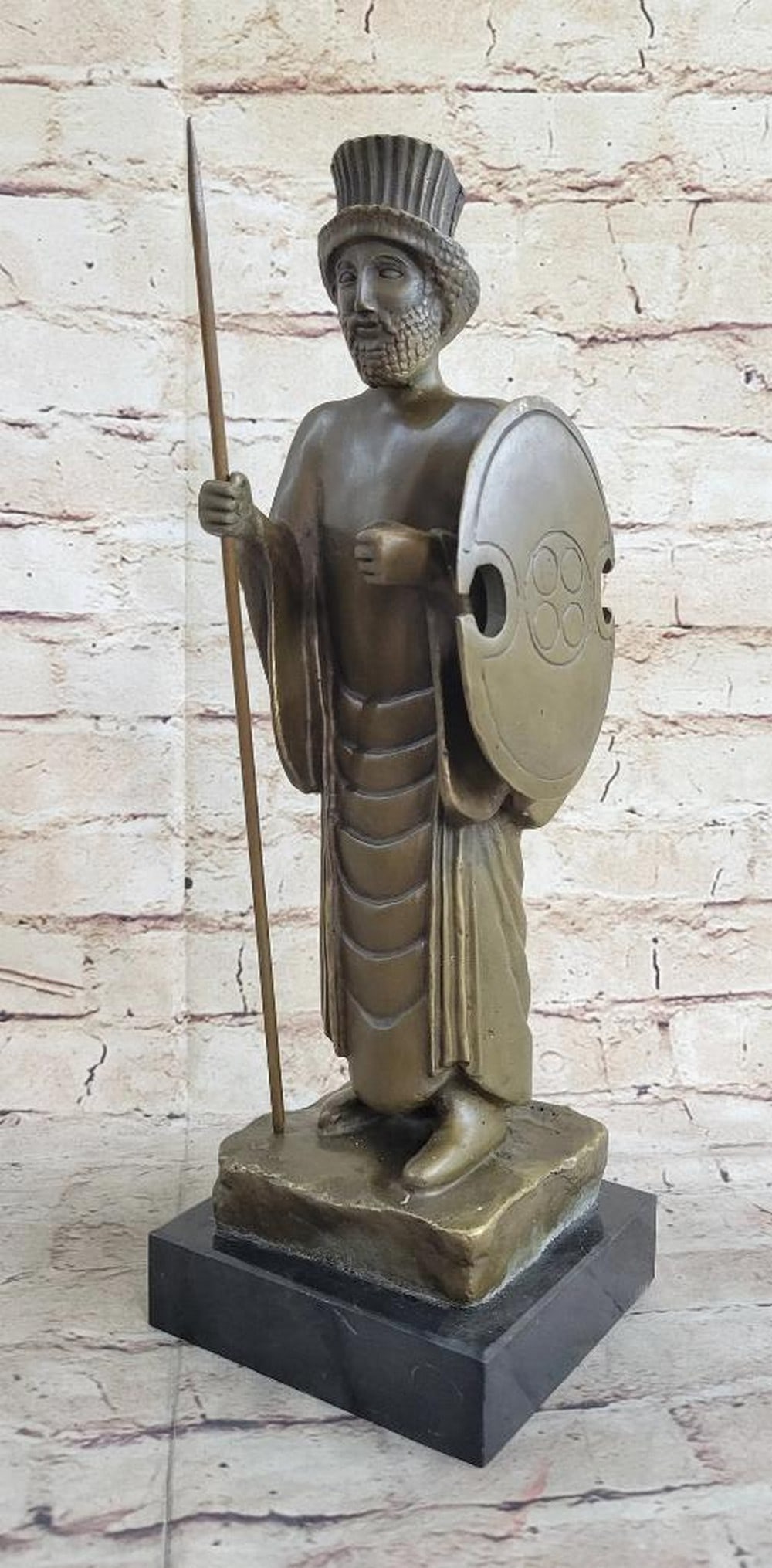Persian King in Battle Attire Bronze Sculpture on Marble Base Signed Kanaev - 14" x 5" (1 of 6)