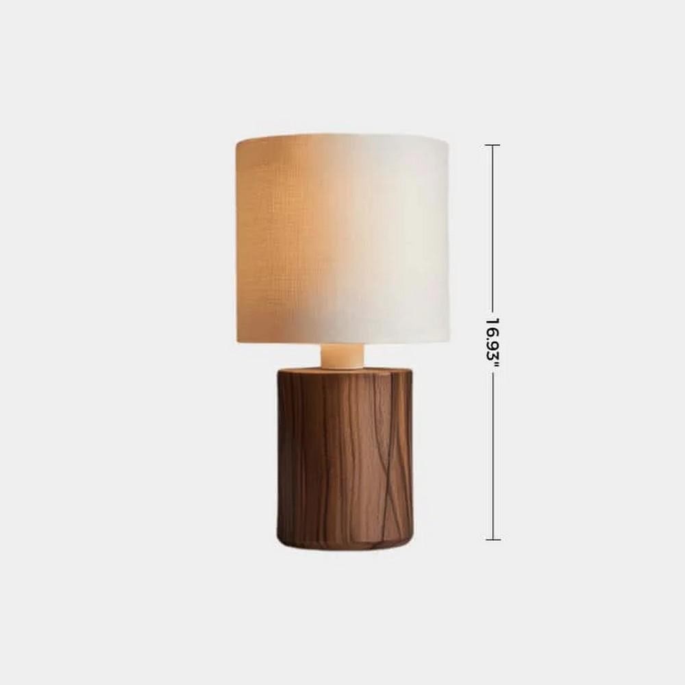 Contemporary Solid Wood Cylinder Table Lamp - 2