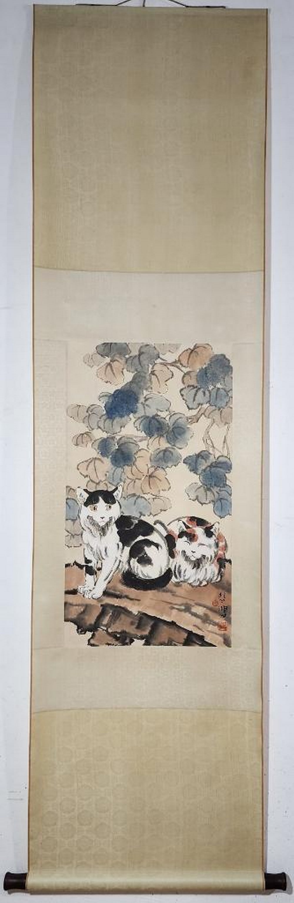 Xu Beihong 'Double Cats' Painting Scroll (1 of 9)