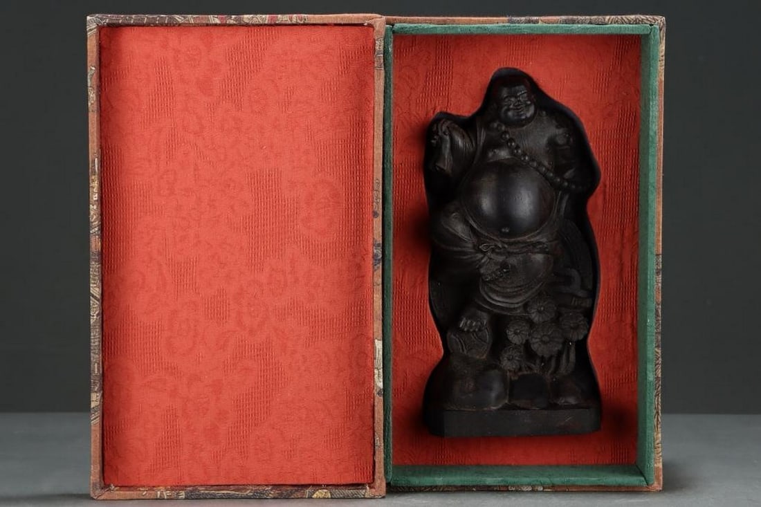 Old Collection Agarwood Carving Bu Dai Monk Statue (1 of 9)