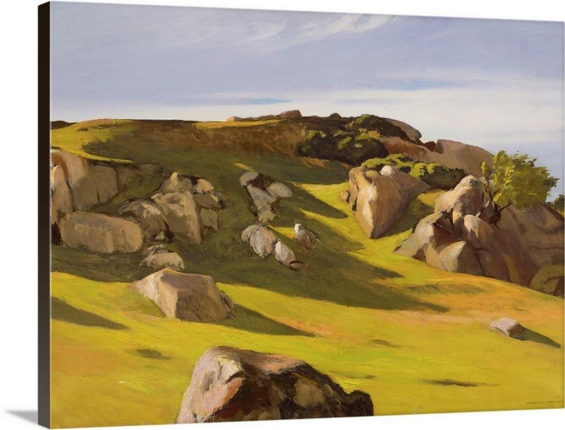 Cape Ann Granite, 1928 Wall Art Canvas Reproduction by Edward Hopper - 32" x 24": Cape Ann Granite, 1928 Wall Art Canvas Reproduction by Edward Hopper - 32" x 24" Edward Hopper (1882 - 1967) was an American realist painter celebrated for his evocative depictions of everyday