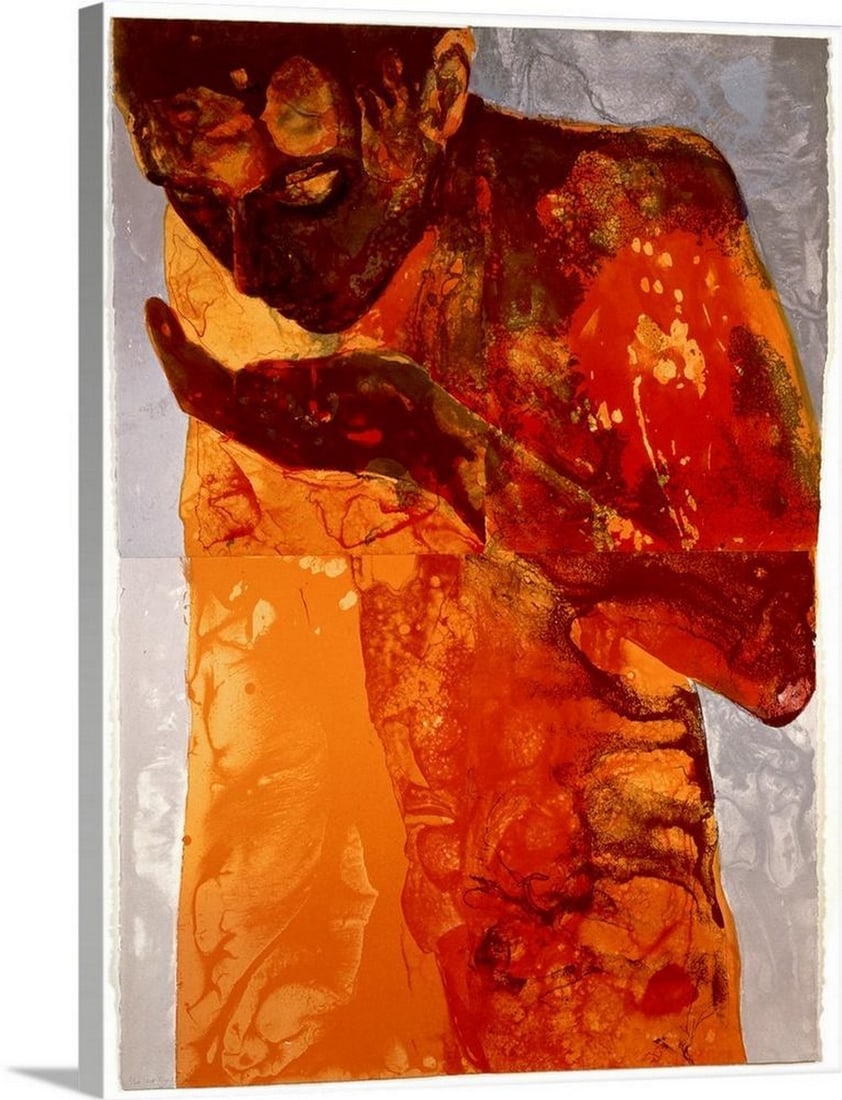Sip, 1999 Canvas Print Reproduction - 18" ? 24": Sip, 1999 Canvas Print Reproduction - 18" ? 24" Created by Graham Dean, this artwork is a giclee print on canvas originally based on a silkscreen print. It depicts an abstracted human figure s