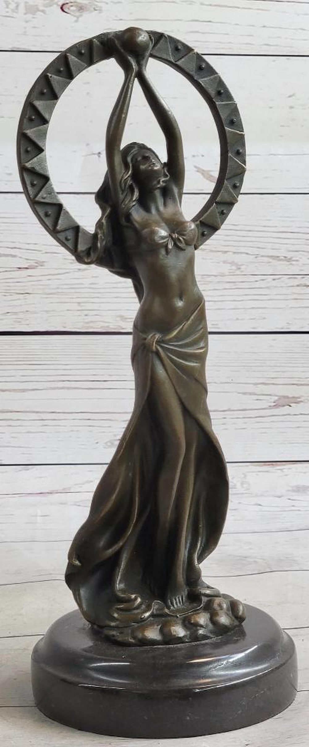 Moreau's Reproduction Bronze Sculpture of a Sensuous Woman - 12" x 4.5": Moreau's Reproduction Bronze Sculpture of a Sensuous Woman - 12" x 4.5" This striking bronze sculpture depicts a sensuous woman in a graceful, expressive pose, finished with a rich brown patin