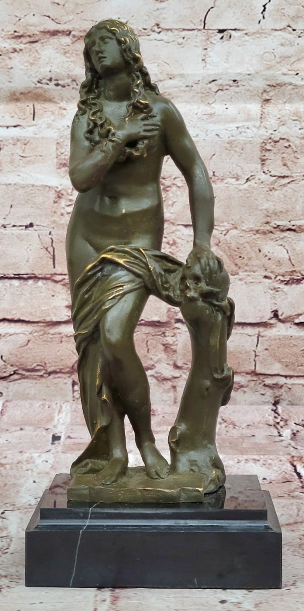 Greek Nymph Amalthea Original Bronze Statue - 11" x 5": Greek Nymph Amalthea Original Bronze Statue - 11" x 5" This exquisite bronze sculpture portrays Amalthea, the mythic nymph celebrated in Greek legend for nurturing the infant Zeus. Radiating g