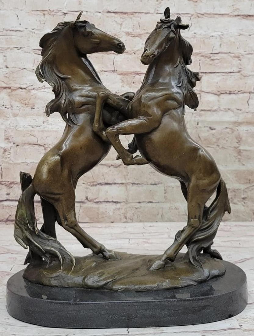 Original Duelling Stallions Bronze Sculpture - 14" x 11": Original Duelling Stallions Bronze Sculpture - 14" x 11" Looking for a stunning piece of art that captures the grace, power, and beauty of the horseL Look no further than this exquisite bronze