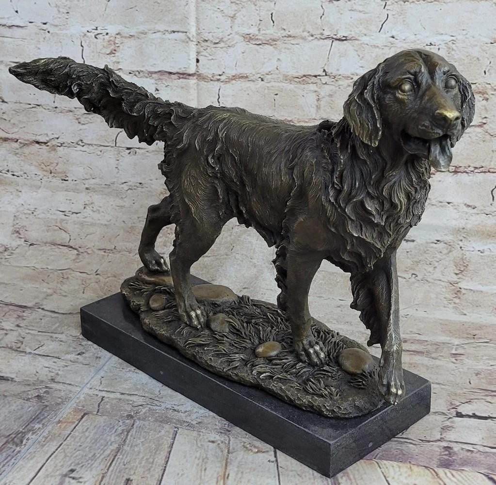 Glorious Golden Retriever Bronze Sculpture - 12" x 16": Glorious Golden Retriever Bronze Sculpture - 12" x 16" The Golden Retriever can be imagined stepping out of a lake, its fur water-drenched, as his eyes signal its owner to throw the ball one m