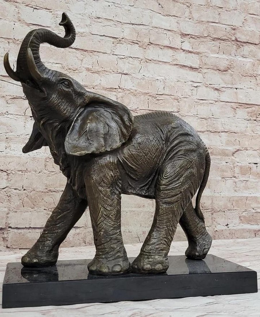 Majestic Tusks Vienna Elephant Signed Bronze Art Sculpture on Marble Base - 15" x 13": Majestic Tusks Vienna Elephant Signed Bronze Art Sculpture on Marble Base - 15" x 13" Embark on a wild journey with the captivating bronze sculpture titled "Proud Elephant on the Plains,&#