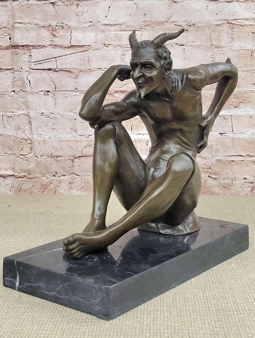 Temptation Unveiled - 'The Devil' Erotic Art Deco Original Bronze Sculpture by Milo - 11" x 11": Temptation Unveiled - 'The Devil' Erotic Art Deco Original Bronze Sculpture by Milo - 11" x 11" Immerse yourself in the world of sensuality and desire with "Temptation Unveiled," a pro