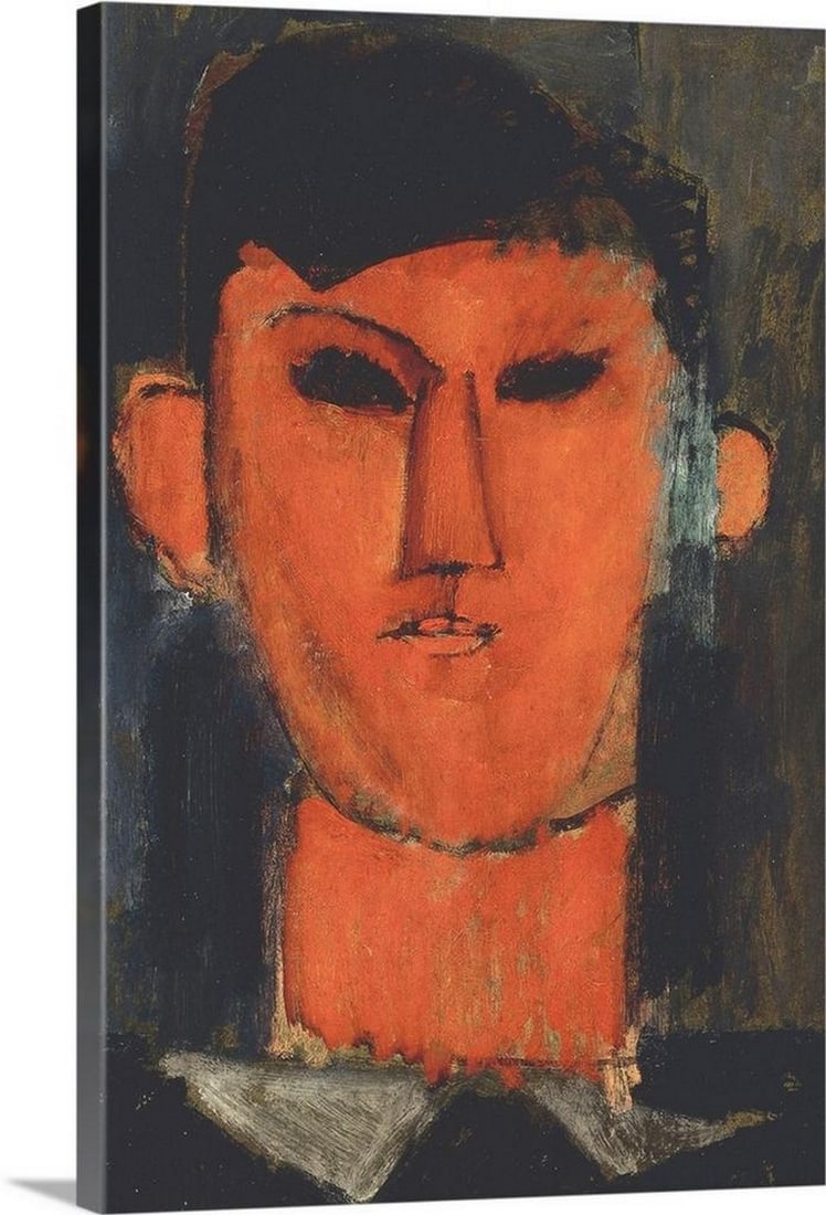 Amedeo Modigliani Canvas Reproduction - Portrait of Picasso; Ritratto di Picasso - 16" ? 24": Amedeo Modigliani Canvas Reproduction - Portrait of Picasso; Ritratto di Picasso - 16" ? 24" This canvas reproduction features Amedeo Modigliani's 1915 oil-on-paper portrait of Pablo Picasso, 