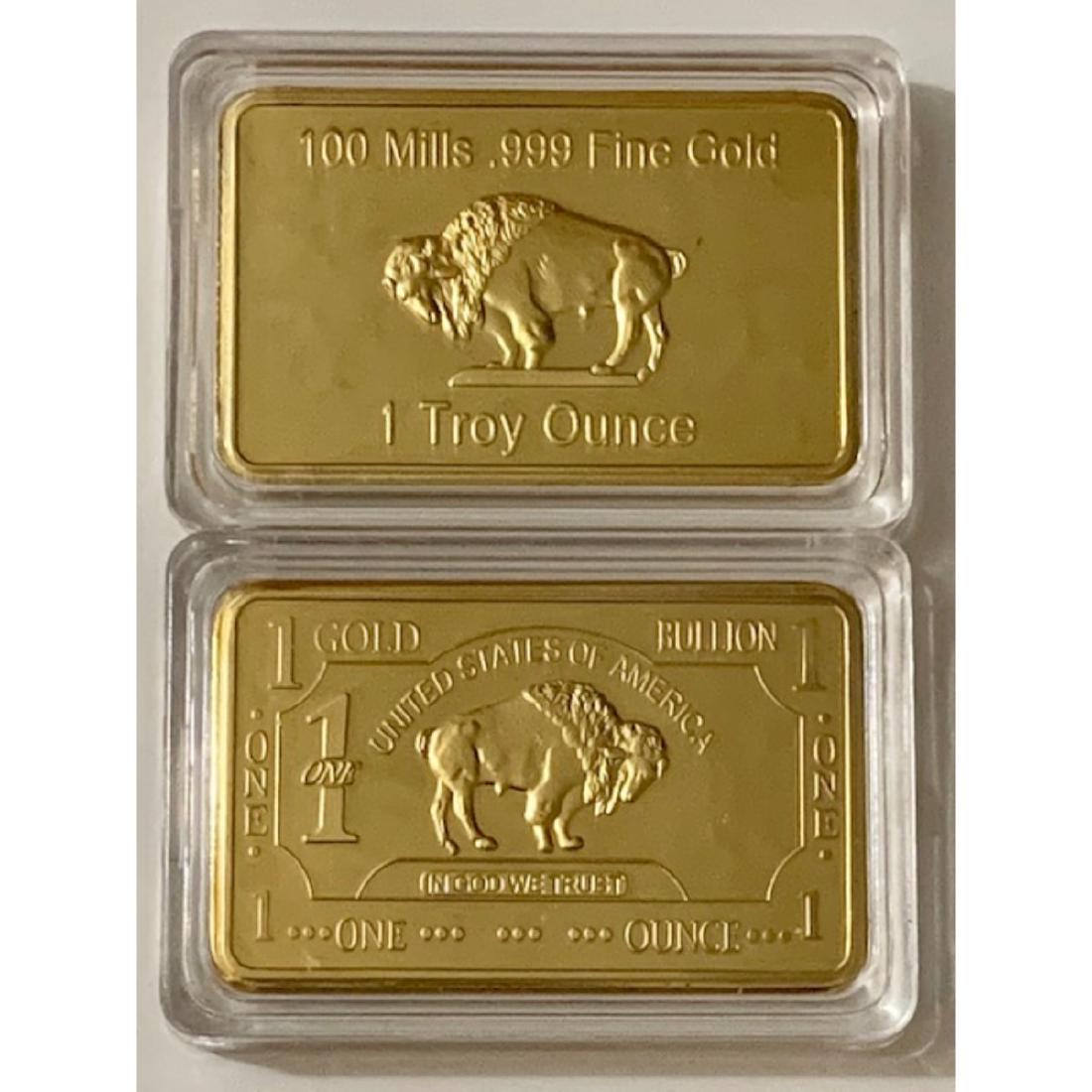 1 Troy Ounce .999 Gold Clad German Buffalo Bullion Bar: 1 Troy Ounce .999 Gold Clad German Buffalo Bullion Bar Encapsulated