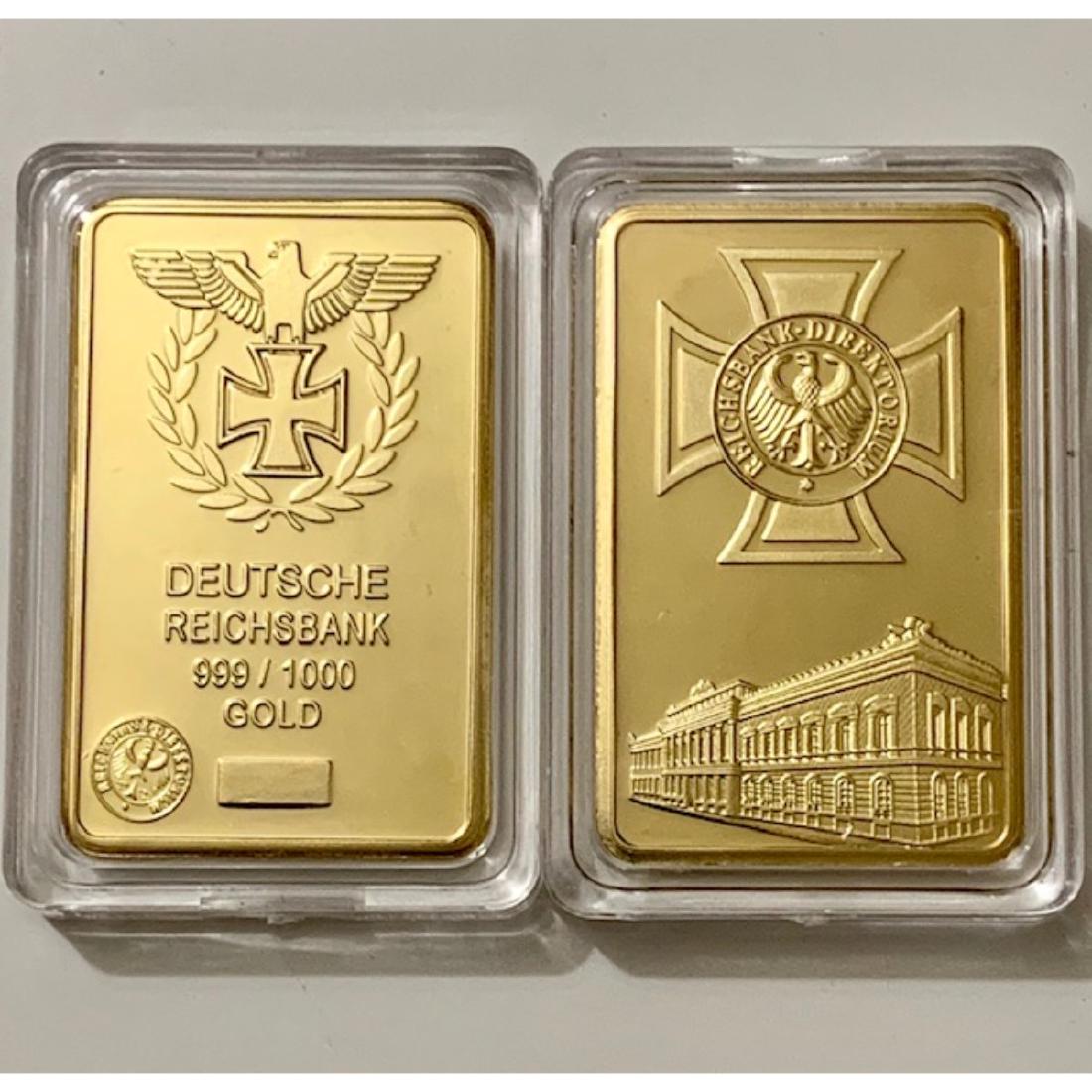 1oz .999 Gold Clad German “DEUTSCHE REICHSBANK” Bullion: 1oz .999 Gold Clad German “DEUTSCHE REICHSBANK” Bullion Bar Encapsulated