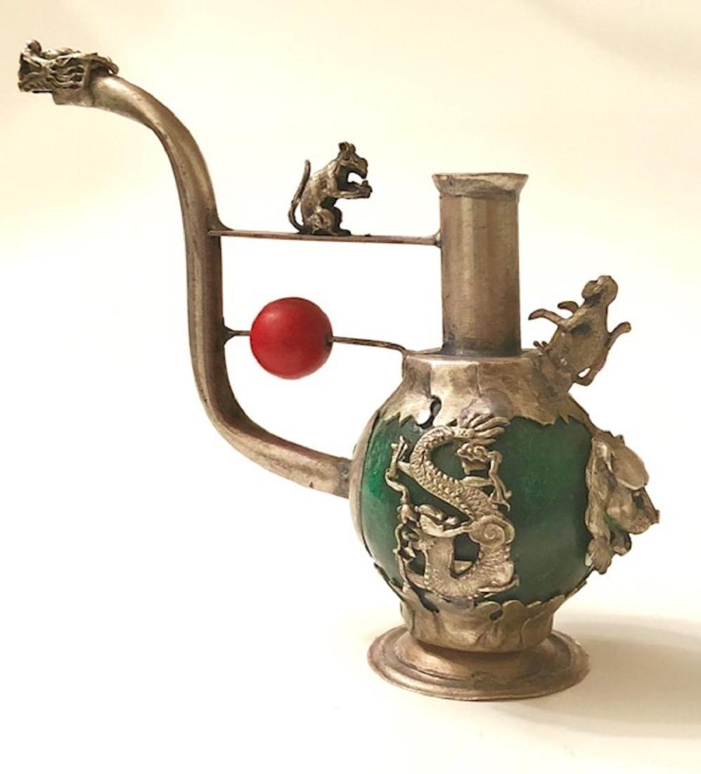 Chinese Folk Art Handmade Ornate Jade & Silver OPIUM (1 of 1)