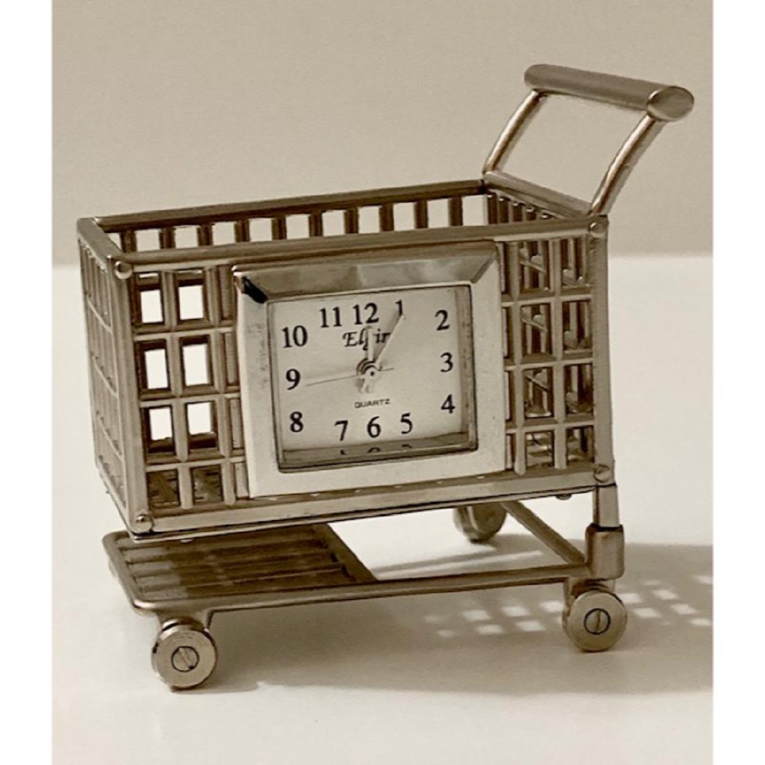 Rare ELGIN Silver Tone Shopping Cart Mini Collector (1 of 2)