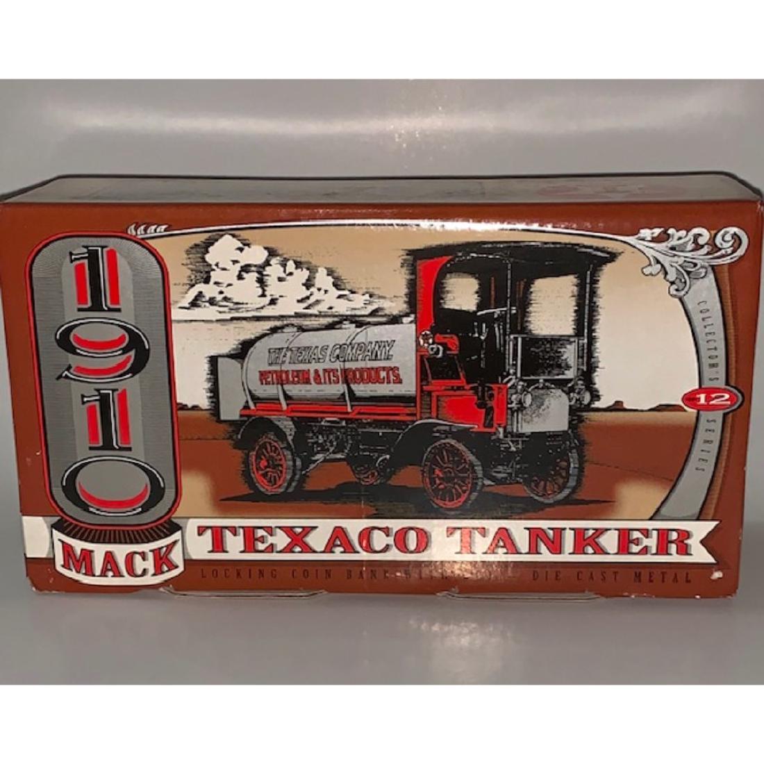 TEXACO 1910 Mack - Heavy Die-Cast Fuel Tanker Truck: TEXACO 1910 Mack - Heavy Die-Cast Fuel Tanker Truck Never Removed from Original Mint Box - Awesome Die-Cast Tanker Locking Coin Bank