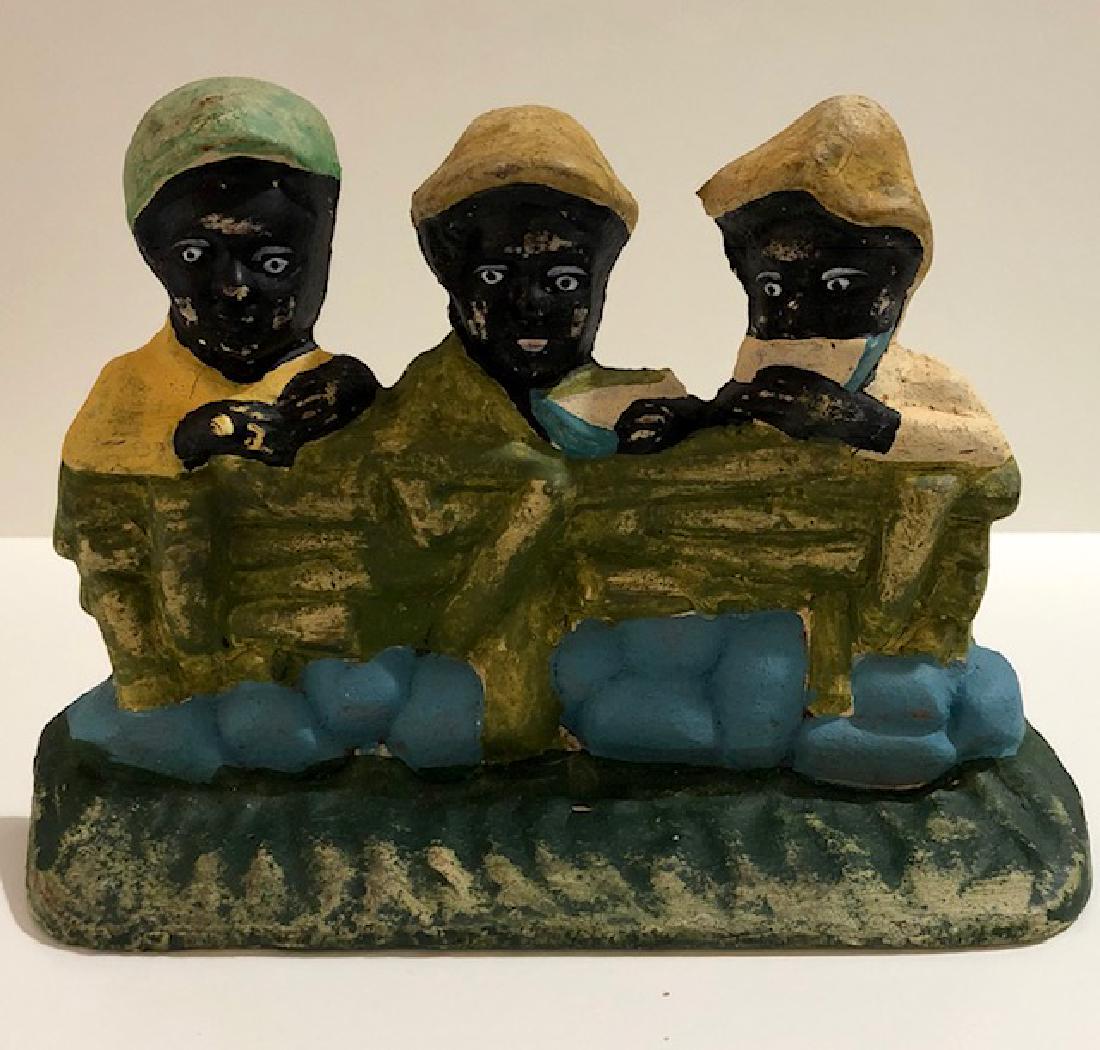 Signed HUBLEY Black Americana Cast Iron Doorstop: Vintage - Great Piece â€“ Multiple Photos Posted