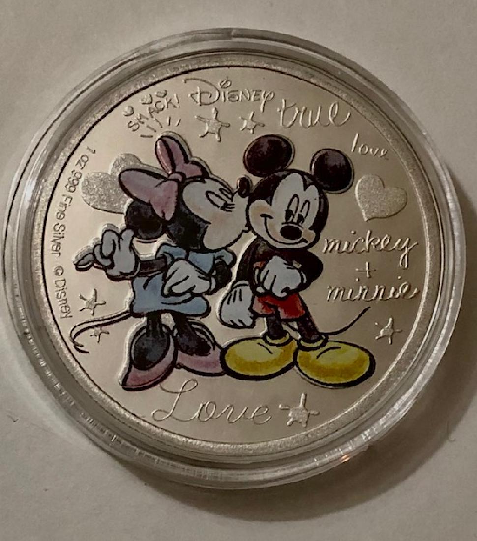 Walt Disney's MICKEY & MINNIE MOUSE Fine Clad Coin: 1oz .999 Fine Clad Silver Coin - Encapsulated - See all Photos