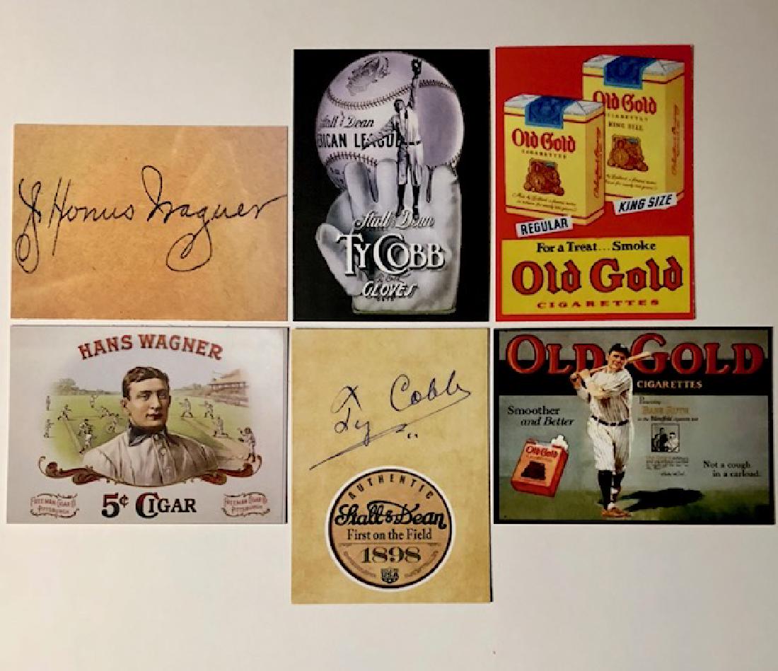 Lot of 3 Advertising Baseball Cards HONUS WAGNER +: TY COBB & BABE RUTH â€“ Print Date Not Known â€“ Sold as Novelty Cards