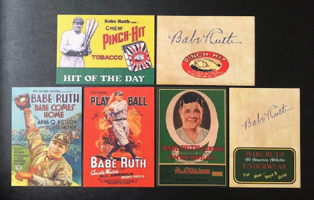 Lot of 3 BABE RUTH Advertising Baseball Cards: Pinch Hit Tobacco, Play Ball-Playbill & All-American Underwear - Print Date Not Known â€“ Sold as Novelty Cards