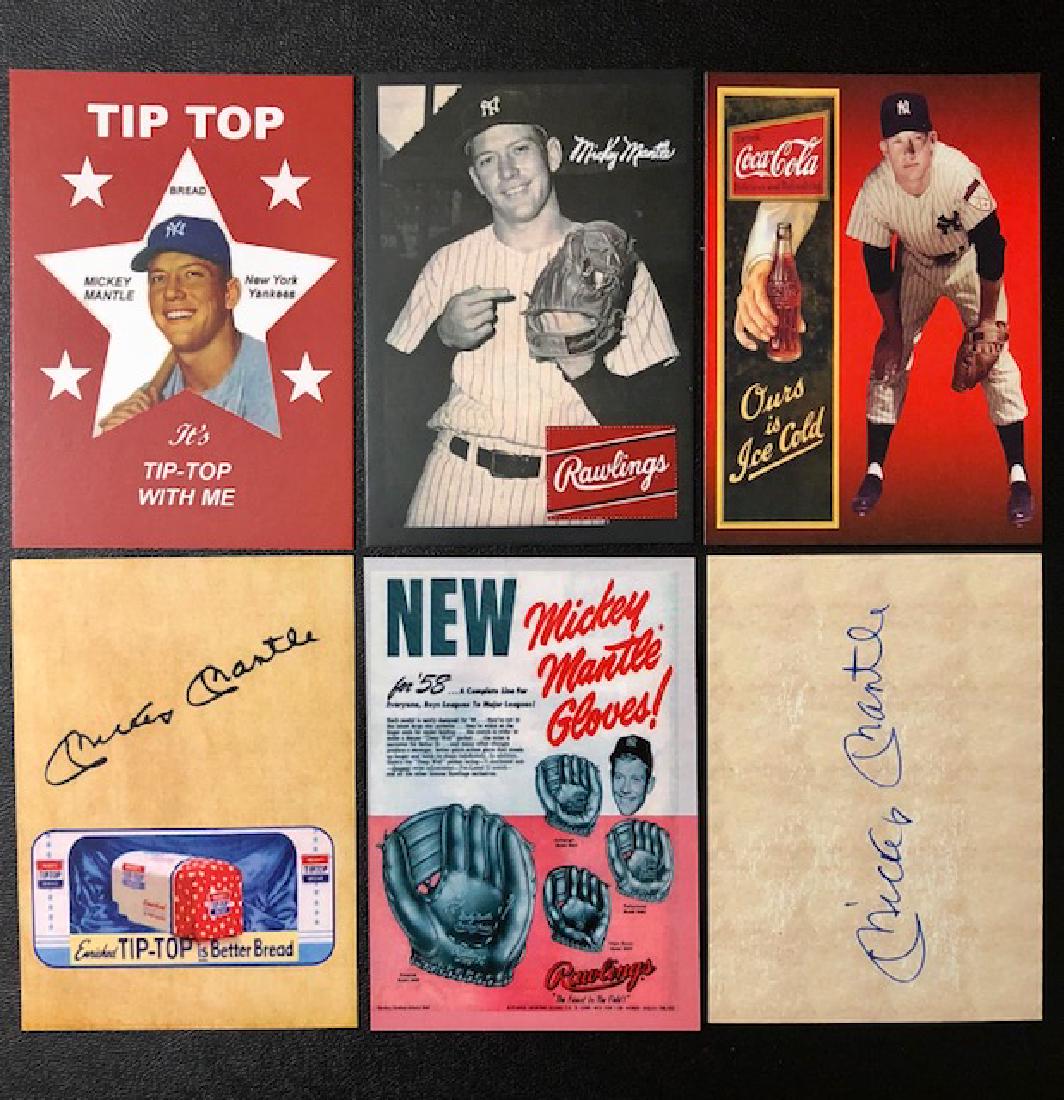 MICKEY MANTLE Advertising Baseball Cards: Coca Cola, Rawlings Gloves & Tip Top Bread - Lot of 3 - Print Date Not Known â€“ Sold as Novelty Cards