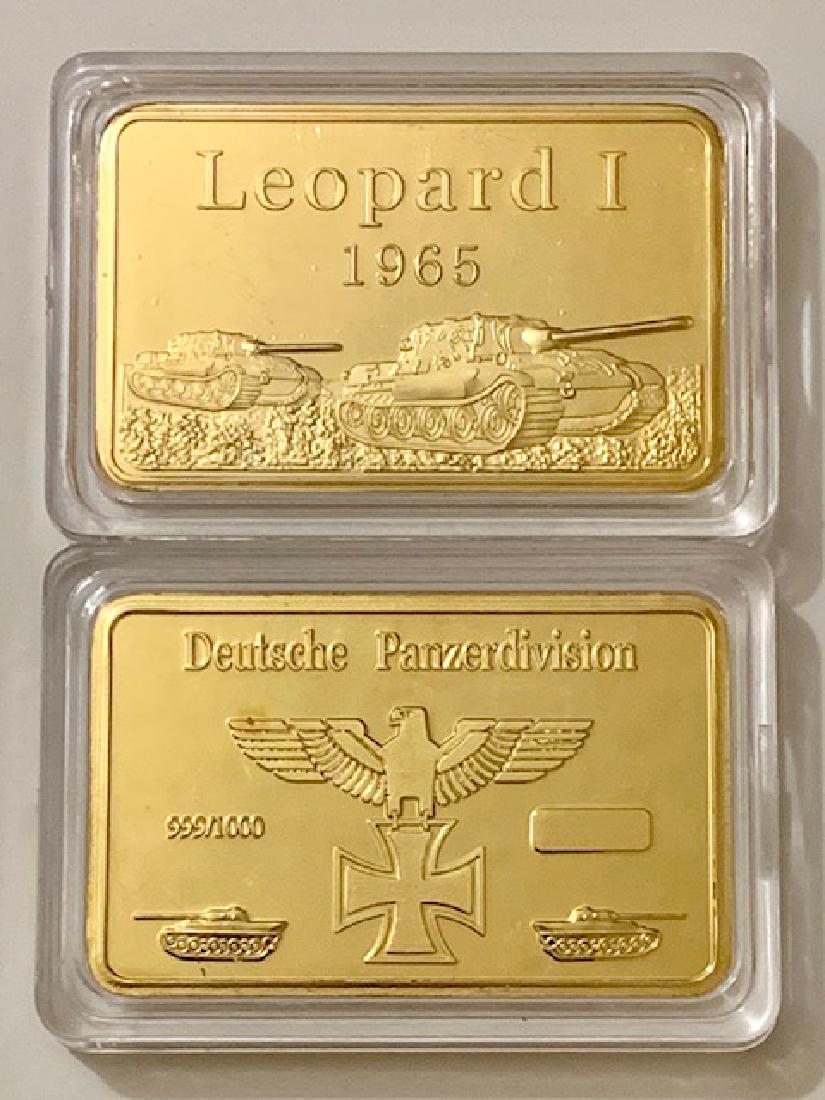 â€œLEOPARD 1â€œ German Panzerdivision Bullion Bar: 1oz .999 Gold Clad Bar - Encapsulated