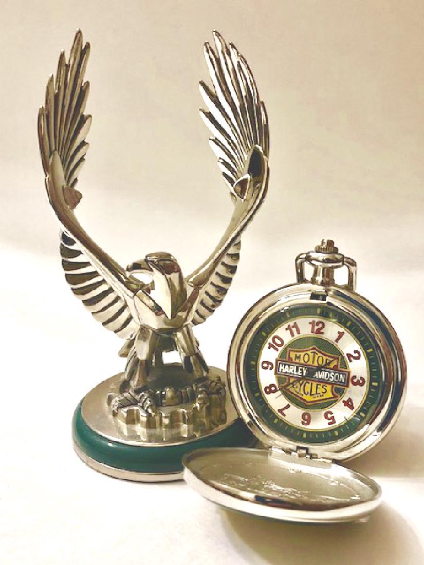 Genuine HARLEY-DAVIDSON Pocket Watch Stand & Chain: KNUCKLEHEAD â€“ Great Piece - Must See all Photos to Appreciate