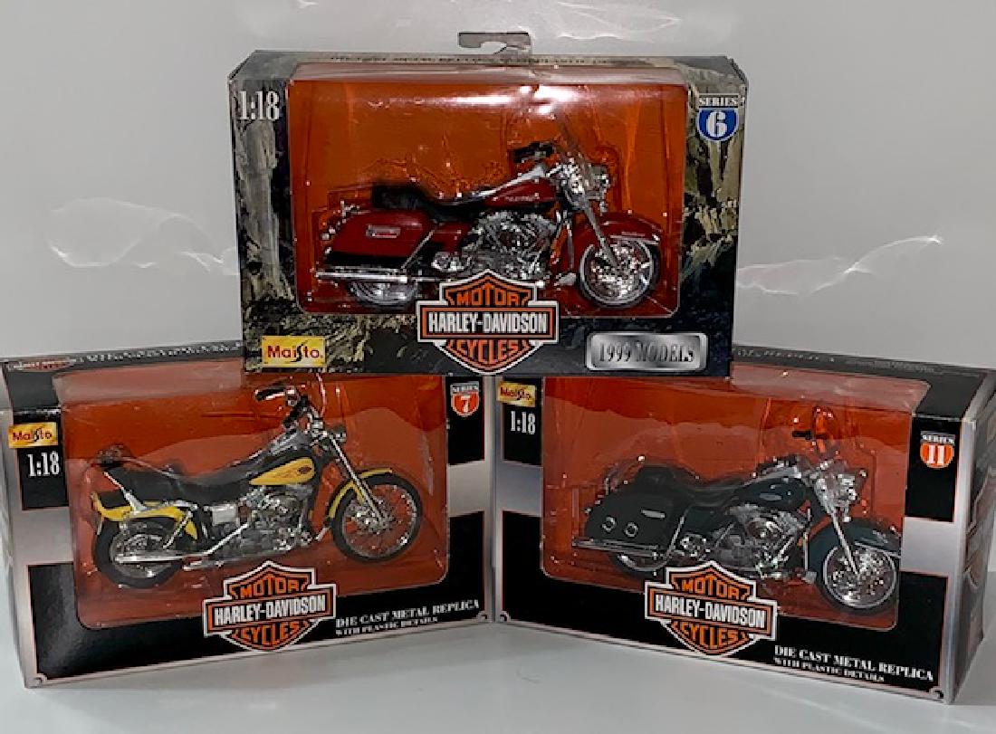 Sealed HARLEY-DAVIDSON Die-Cast Motorcycles 1: Lot of 3 - Group 1 - Never Removed from Original Boxes